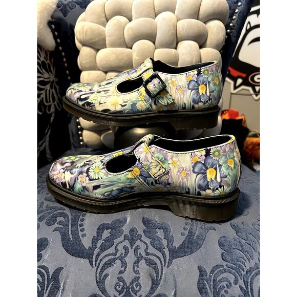 Dr Martens Polley Purple/Blue Slime Floral Mary Jane Size 9/EU 41 NWOT - Picture 2 of 5